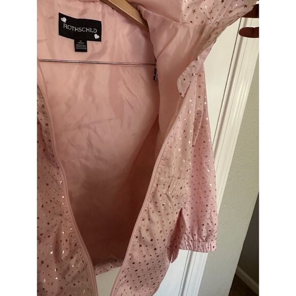 NWOT Rothschild Girl's Pink Windbreaker Jacket Rose Gold Stars Size M (10/12) - Picture 10 of 11